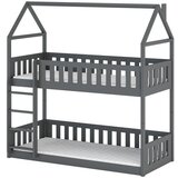 Molarem Home Drveni dječji krevet na kat Pola - grafit - 190x90 cm - Madrac PE pjena 8 cm-spužvasti madrac | shoptok.hr
