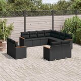  11-dijelni set vrtnih sofa od poliratana s jastucima crni | shoptok.hr