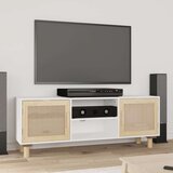 TV ormarić bijeli 105x30x40 cm od borovine i prirodnog ratana Cijene