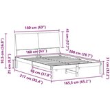  Okvir kreveta Smeđa i crna 160 x 200 cm Masivna borovina | shoptok.hr