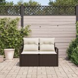  Dvosjed vrtna sofa s jastucima smeđa poli ratan | shoptok.hr