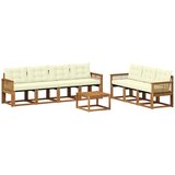 vidaXL Zunanja garnitura za sedenje z blazino 8 pcs Naravna in smetana, (5000273320) | Shoptok.si