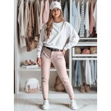 DStreet Spodnie damskie chinosy z paskiem MODELA różowe | Shoptok.si