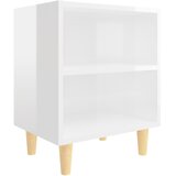  Noćni ormarići s drvenim nogama 2 kom sjajni bijeli 40x30x50 cm | shoptok.hr