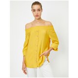 Koton women's Yellow Buttoned Off Shoulder Sleeve Shirt Cene