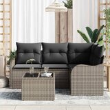  Sjedeća garnitura za vrt 5 kom. Crna poliratan Siva 177,5 x 122,5 x 69 cm | Shoptok.si