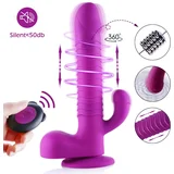 HiSmith C0723 Silicone Dildo Vibrator Anal Stimulation with Remote Controller & Suction Cup Purple