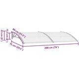 Nadstrešnica za vrata siva i prozirna 200 x 75 cm PC | shoptok.hr