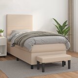 vidaXL Box spring postelja z vzmetnico kapučino 90x200 cm umetno usnje Cene