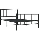 vidaXL Metalni okvir kreveta uzglavlje i podnožje crni 90 x 200 cm | shoptok.hr