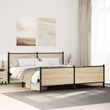 vidaXL Kovinski posteljni okvir brez vzmetnice sonoma hrast 180x200 cm Cene