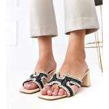  Black Crochet Block Heel Mules Samita | shoptok.hr