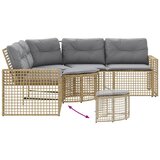  Vrtna sofa L-oblika sa jastucima i tabureom bež od poliratana | shoptok.hr