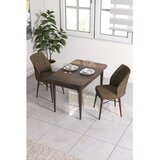 Hanah home trpezarijski set Arp, sto i 2 stolice, ploča u dekoru drveta Baroque, braon tkanina Babyface | Eponuda.com