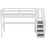 Lumor Postelja Mezzanine 90x200 cm z mizo in 4 predali - borovo les + MDF - letveno dno - bela, (22156002) | Shoptok.si