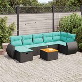  Vrtna garnitura - 8-dijelni set vrtnih sofa od poliratana s jastucima crni - Crna 1 | shoptok.hr