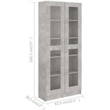 vidaXL Vitrina siva boja betona 82,5 x 30,5 x 185,5 cm od iverice | shoptok.hr