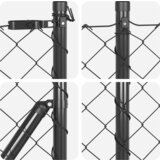 vidaXL Ograja iz verige s 7 flanged stebrički 1x10 m Galvanizirano jeklo | Shoptok.si