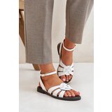 Lewski Shoes Leather Women's Sandals On Flat Heel White Zazoo 3688 | shoptok.hr