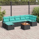  Vrtna sedežna garnitura z blazino 8 pcs Črna Poly ratan, (5000020959) | Shoptok.si