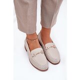 S. BARSKI Leather Women's Moccasins With Decoration On Flat Heel Beige S.Barski | Shoptok.si