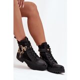 Boto Women's Work Boots Insulated With Gold Chain And Charms Black Vessara | Shoptok.si