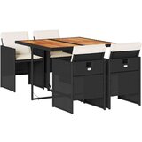  5-dijelni vrtni blagovaonski set s jastucima od poliratana crni | shoptok.hr