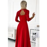 Numoco Elegant lace long dress with neckline and slit | Shoptok.si