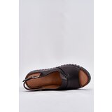ARTIKER Ladies Sandals Made Of Natural Leather On Wedge Black | Shoptok.si