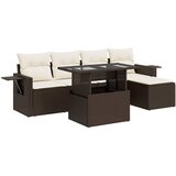  6-dijelni set vrtnih sofa od poliratana s jastucima smeđi | shoptok.hr