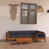 The Living Store Vrtna garnitura s temno sivimi blazinami 6-delna akacijev les - Vrtna Počivalna Garnitura, (21423747) Cene