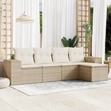 Maison Chic Seti vrtnega pohištva - Vrtna garnitura - Vrtni pohištvo set 5-delna z blazinami bež poli ratan, (21815482) | Shoptok.si