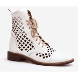 Kesi Zazoo Openwork leather ankle boots, white Cene