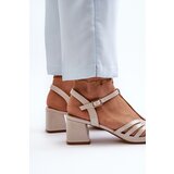 Sergio Leone Beige Glossy Women's Sandals with Heels SK880 | shoptok.hr