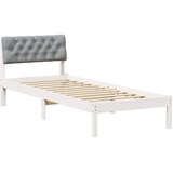  Okvir kreveta s uzglavljem Bijela i svijetlosiva 75 x 190 cm | shoptok.hr