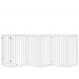 vidaXL Ograda za pse z vrati zložljiva 6 panelov bela 300cm topolovina | Shoptok.si