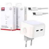 XO ultra brzi punjač dual type c port sa type c kablom 35W L102 beli cene