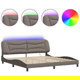  Okvir kreveta s LED svjetlima smeđesivi 200 x 200 cm od tkanine | shoptok.hr