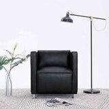  Kockasta fotelja crna od umjetne kože | shoptok.hr