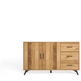 Marckeric Nizka komoda v hrastovem dekorju v naravni barvi 136x81 cm Nordic – Marckeric Cene