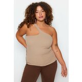 Trendyol Curve Plus Size Camisole - Beige - Fitted Cene