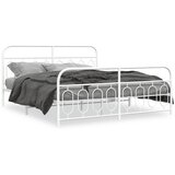 vidaXL Kovinski posteljni okvir z vzglavjem in vznožjem bel 183x213 cm | Shoptok.si