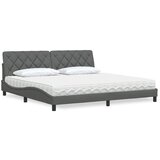 vidaXL Postelja z vzmetnico temno siva 200x200 cm blago | Shoptok.si
