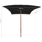  Vrtni suncobran s drvenim stupom 200 x 300 cm crni | Eponuda.com