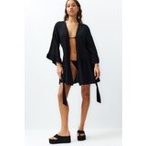 Trendyol Black Belted Mini Woven Frilly Kimono & Kaftan | shoptok.hr