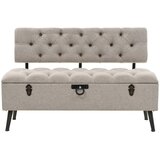  Klupa za pohranu s naslonom 110 cm Krem Tkanina | shoptok.hr