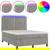 The Living Store Box spring postelja z vzmetnico LED sv. siva 140x190 cm žamet - Box Spring Postelja, (21491746) | Shoptok.si