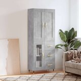 vidaXL Visoka komoda betonsko siva 69,5x34x180 cm inženirski les | Shoptok.si