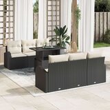  7-delna vrtna sofa garnitura z blazinami Črna Poli ratan, (22093098) | Shoptok.si