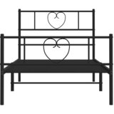  Metalni okvir kreveta uzglavlje i podnožje crni 100x200 cm | shoptok.hr